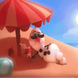 🍹 Olaf Frozen Schneemann, Strand, Urlaub, Sommer, Cartoon telegram sticker