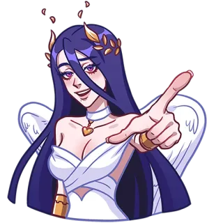🫵 천사, 날개, 여자, 만화, 여신, 가리키는, 캐릭터 telegram sticker