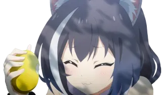 ❤️ anime, kattenoren, schattig, cartoon, meisje, peer whatsapp sticker