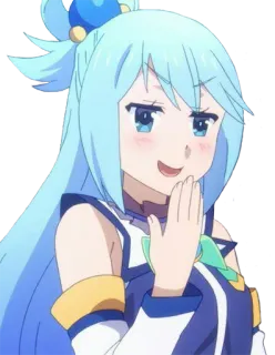 😏 Aqua KonoSuba อนิเมะ, ตัวละคร, ผู้หญิง, น่ารัก, Aqua, KonoSuba telegram sticker