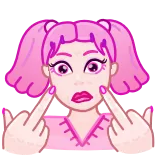 ☹️ middle finger, offensive, girl, pink, gesture, rude telegram sticker