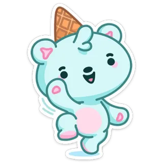 👋 bear, ice cream, cartoon, cute, happy, sticker, kawaii telegram sticker