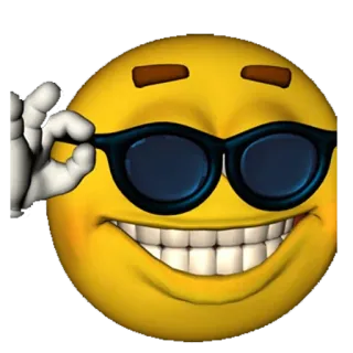 😎 이모지, 선글라스, 멋짐, 스마일리, 이모티콘 telegram sticker