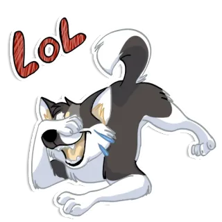 🤗 LOL cão, rindo, LOL, desenho animado, adesivo, engraçado telegram sticker