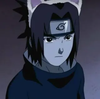 💙 Sasuke Naruto Anime, Tai mèo, Sasuke, Naruto, Hoạt hình, Nhân vật telegram sticker