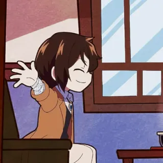 🍷 Dazai Osamu Bungou Stray Dogs Anime, Dazai Osamu, Bungou Stray Dogs, Charakter, lächelnd, glücklich whatsapp sticker