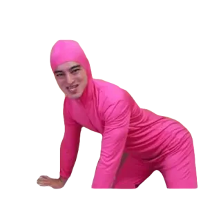 👅 Pink Guy meme, gracioso, rosa, traje, YouTube telegram sticker