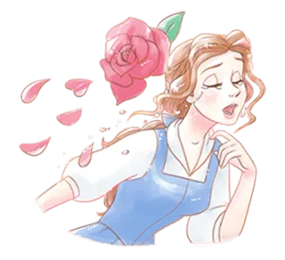 😢 Belle Beauty and the Beast Belle, Die Schöne und das Biest, Disney, Prinzessin, Rose whatsapp sticker
