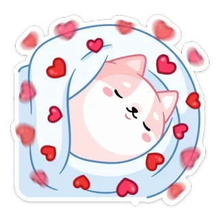 😴 собака, милый, сердечки, одеяло, спит, очаровательный telegram sticker
