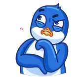 🤔 pingwin, myślący, kreskówka, słodki, naklejka telegram sticker