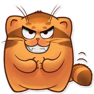 😬 cat, orange, cartoon, animal, evil whatsapp sticker