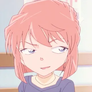 🌷 anime, cartoon, woman, pink hair, smirk, character, portrait telegram sticker