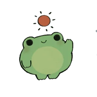😀 개구리, 귀여운, 만화, 동물, 초록색, 태양 telegram sticker