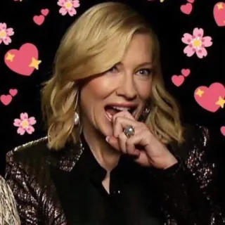 🏳️‍🌈 Cate Blanchett นักแสดง, คนดัง, ผู้หญิง, ผมบลอนด์, ภาพเหมือน, หัวใจ telegram sticker