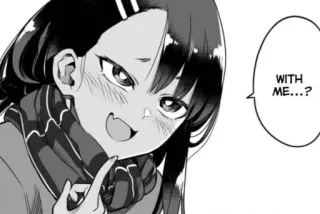 🥴 WITH...? Anime, Manga, Mädchen, Sprechblase, Frage telegram sticker