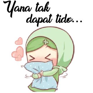 😣 süß, Cartoon, Mädchen, Hijab, islamisch, Kawaii telegram sticker