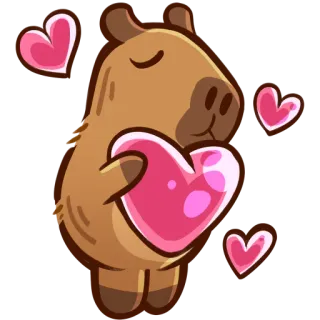 😘 카피바라, 하트, 사랑, 귀여운, 동물, 만화 telegram sticker