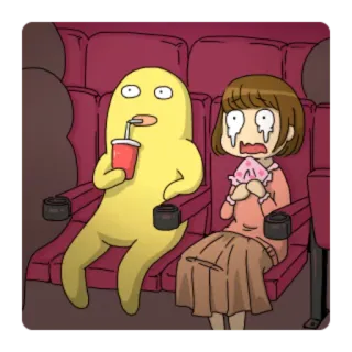 🍿 만화, 영화관, 슬픔, 감정, 울음, 음료 telegram sticker