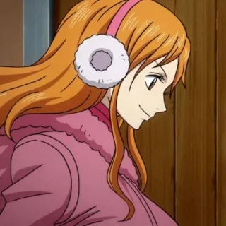 😊 Nami One Piece 动漫, 漫画, 橙色头发, 冬天, 服装 telegram sticker