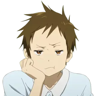 🤨 anime, boy, bored, mood, expression telegram sticker