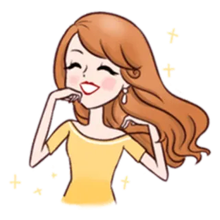 😀 mulher, menina, desenho animado, brilho, sorriso telegram sticker