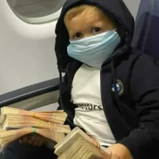 🤑 child, money, wealth, airplane, mask, covid telegram sticker