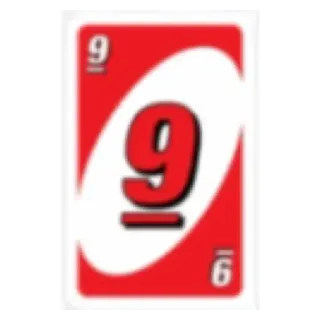 💟 9 uno, carta, juego, número, rojo telegram sticker