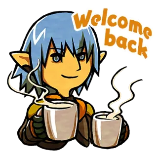 ☕ Welcome back アニメ, キャラクター, ようこそ, コーヒー telegram sticker