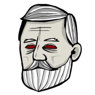 😈 Mann, graue Haare, Bart, Illustration, Porträt, Gesicht telegram sticker