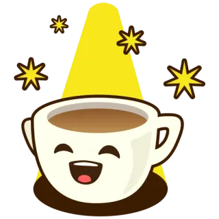 🤩 kaffee, tasse, glücklich, getränk, trinken, sterne whatsapp sticker