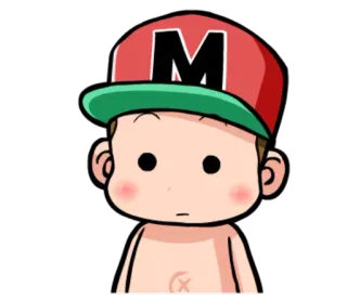 😐 dibujo animado, personaje, niño, sombrero, lindo telegram sticker