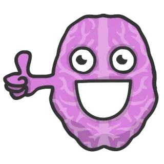 👍 Gehirn, Cartoon, Daumen hoch, Fröhlich, Süß, Emoji telegram sticker
