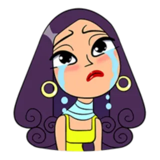 😭 Cartoon, Frau, weinend, traurig, Tränen, Emotion, Figur, lila Haare telegram sticker