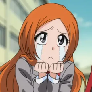 🥺 Orihime Inoue Bleach anime, crying, sad, Orihime Inoue, Bleach telegram sticker