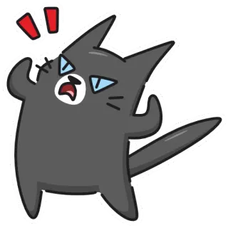 😡 gatto, arrabbiato, cartone animato, carino, animale, grigio, esclamazione telegram sticker