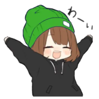 🙆 わーい Anime, Cô gái, Vui vẻ/Hạnh phúc, Kawaii, Hoạt hình, Dễ thương telegram sticker