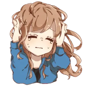 👩 Anime, besorgt, Mädchen, Stress, Angst telegram sticker