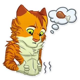 🍗 chat, pensif, nourriture, dessin animé, animal, mème whatsapp sticker