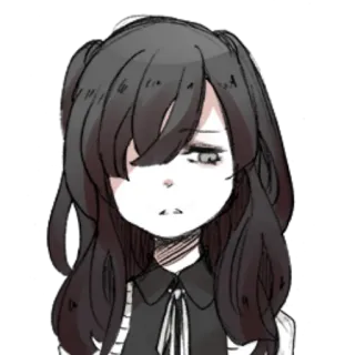 😞 anime girl, manga, sad, portrait, black and white telegram sticker