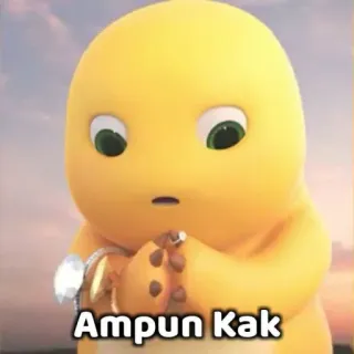 🥺 Ampun Kak dinozaur, kreskówka, żółty, słodki, przeprosiny telegram sticker