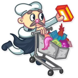 🏃 chef, cuisine, courses, dessin animé, caddie, nourriture telegram sticker
