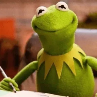 😐 Kermit Kermit the Frog, Muppets, puppet, green, writing, studying, meme telegram sticker