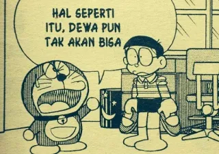 🙅‍♂️ Doraemon HAL SEPERTI ITU, DEWA PUN TAK AKAN BISA doraemon, anime, manga, cartoon, character, robot cat whatsapp sticker