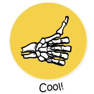 👍 Cool! thumbs up, skeleton, hand, cool, positive, cartoon telegram sticker