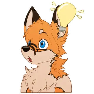 💡 rubah, furry, bohlam, ide, kartun telegram sticker