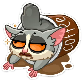 😫 COFFEE esquilo-voador-de-açúcar, café, sonolento, animal, mamífero, desenho animado telegram sticker