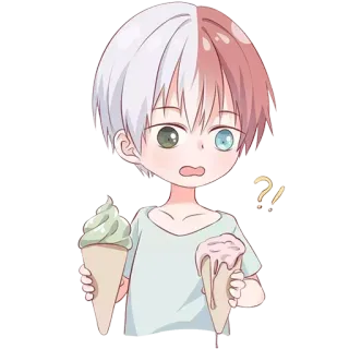 🥲 Shoto Todoroki My Hero Academia Аниме, Манга, Мультфильм, Персонаж, Мороженое, Парень, Моя геройская академия, Шото Тодороки telegram sticker