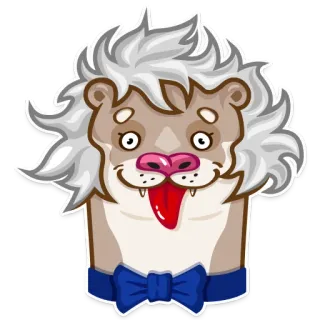 😜 sư tử, hoạt hình, động vật, lưỡi, hài hước, dễ thương telegram sticker