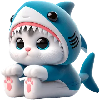 ☺️ chat, requin, mignon, animal, chaton, dessin animé telegram sticker