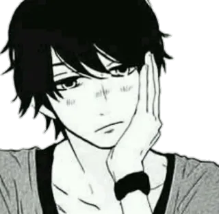 😕 Anime, Manga, Cartone animato, Illustrazione, Personaggio, Triste, Pensieroso telegram sticker